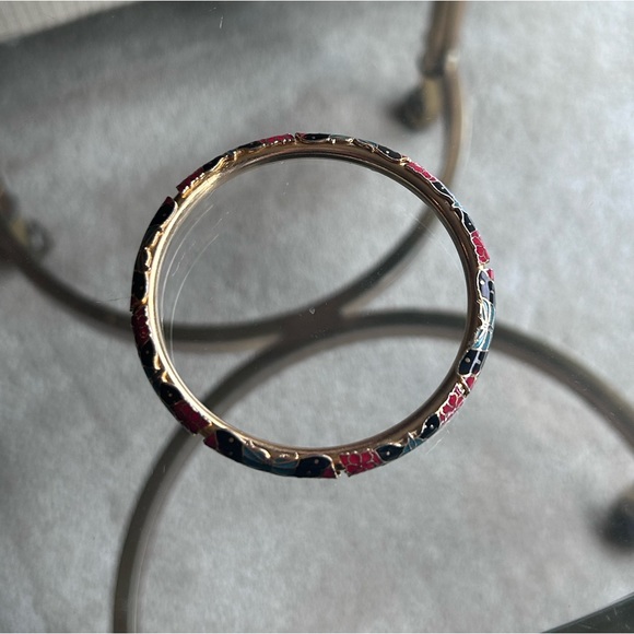 Vintage Cloissone Black and Gold Butterfly Bangle Bracelet - Picture 4 of 5